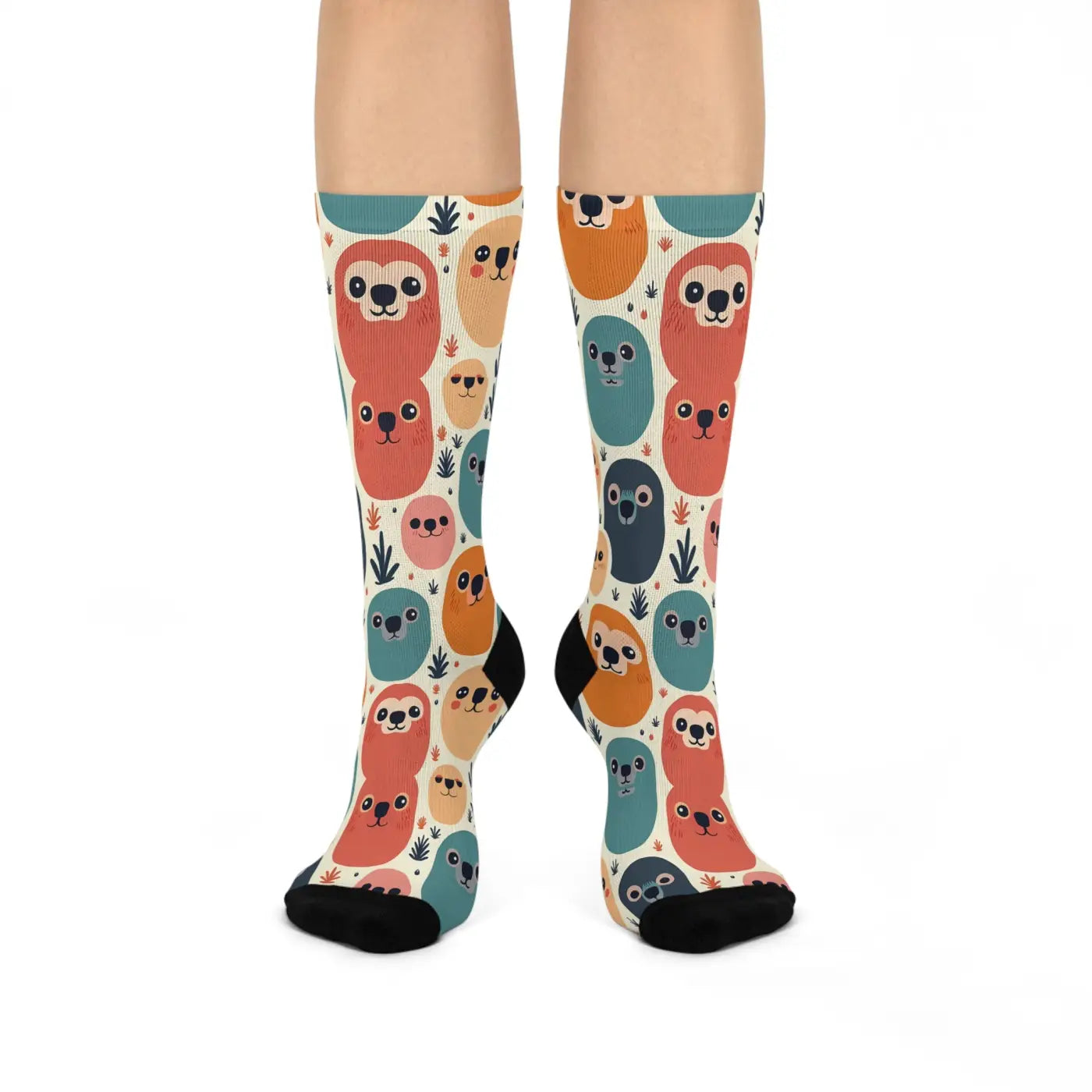 Cushioned Crew Socks - Cute Animal Print Comfort - DipaliZ