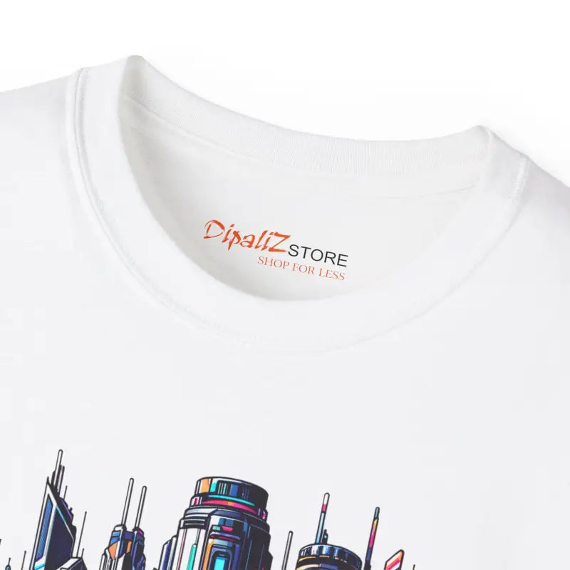 Eco-Friendly Cotton Tee - Car in Futuristic City - DipaliZ