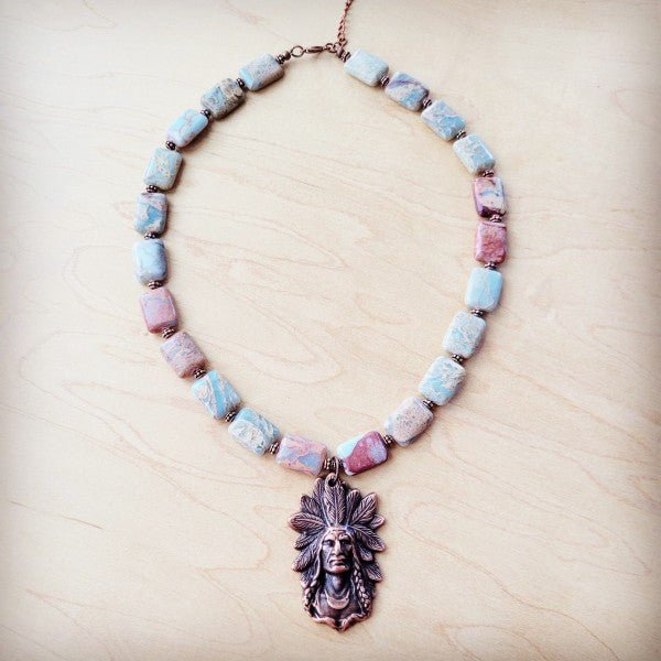 Genuine AquaTerra Necklace w Copper Indian Pendant