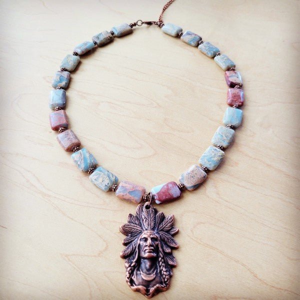 Genuine AquaTerra Necklace w Copper Indian Pendant