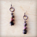 Genuine Picasso Jasper Earrings w/ Wood Accents