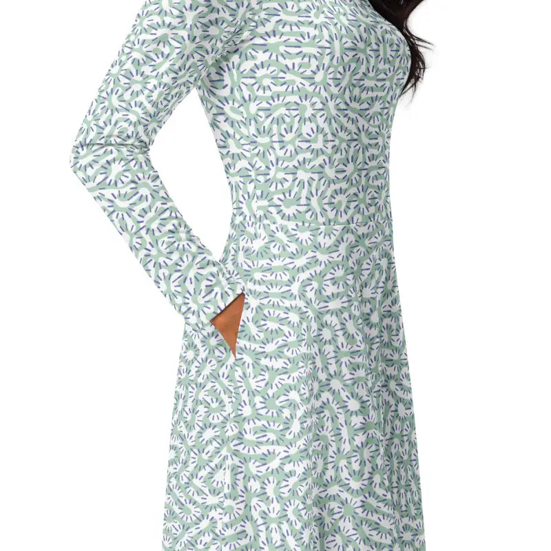 Geometric Long Sleeve Midi Dress - Statement Style - DipaliZ