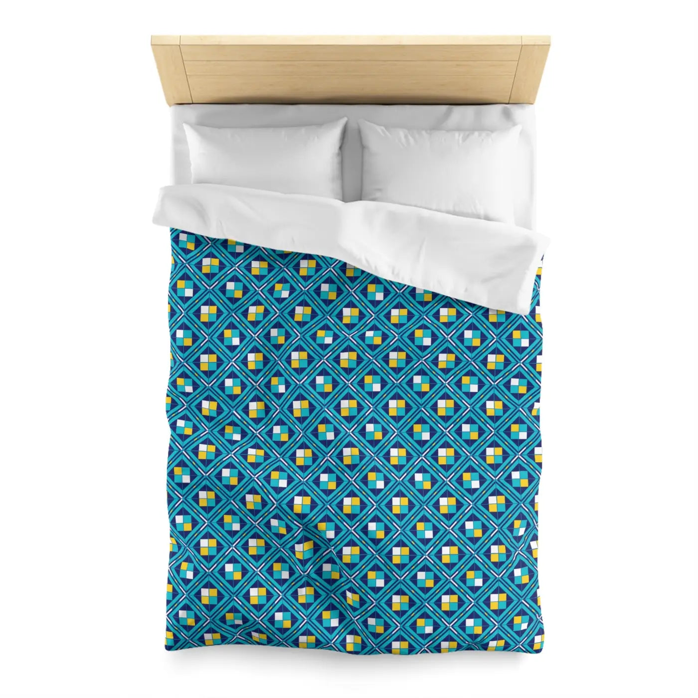 Geometric Blue Tile Duvet - Durable Polyester Weave - DipaliZ