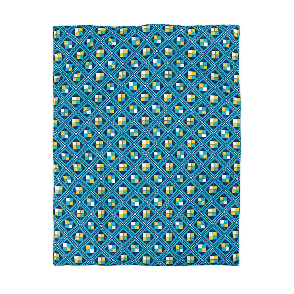 Geometric Blue Tile Duvet - Durable Polyester Weave - DipaliZ