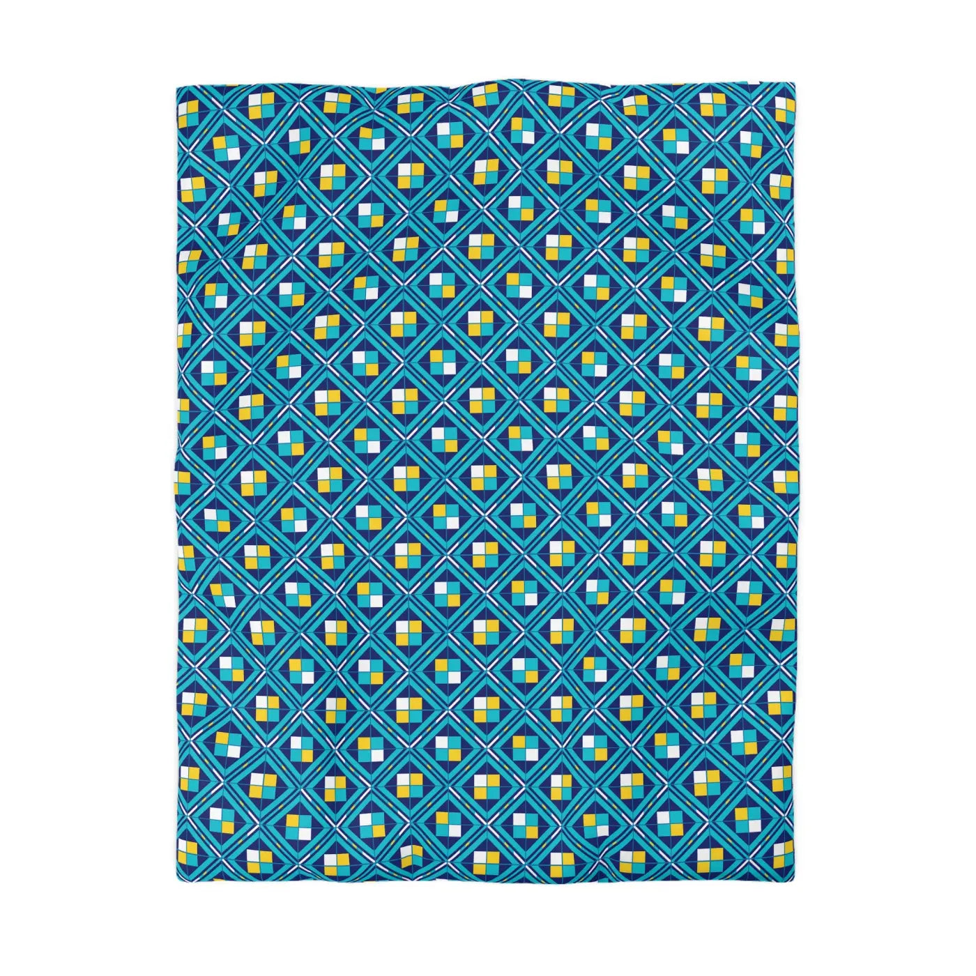 Geometric Blue Tile Duvet - Durable Polyester Weave - DipaliZ