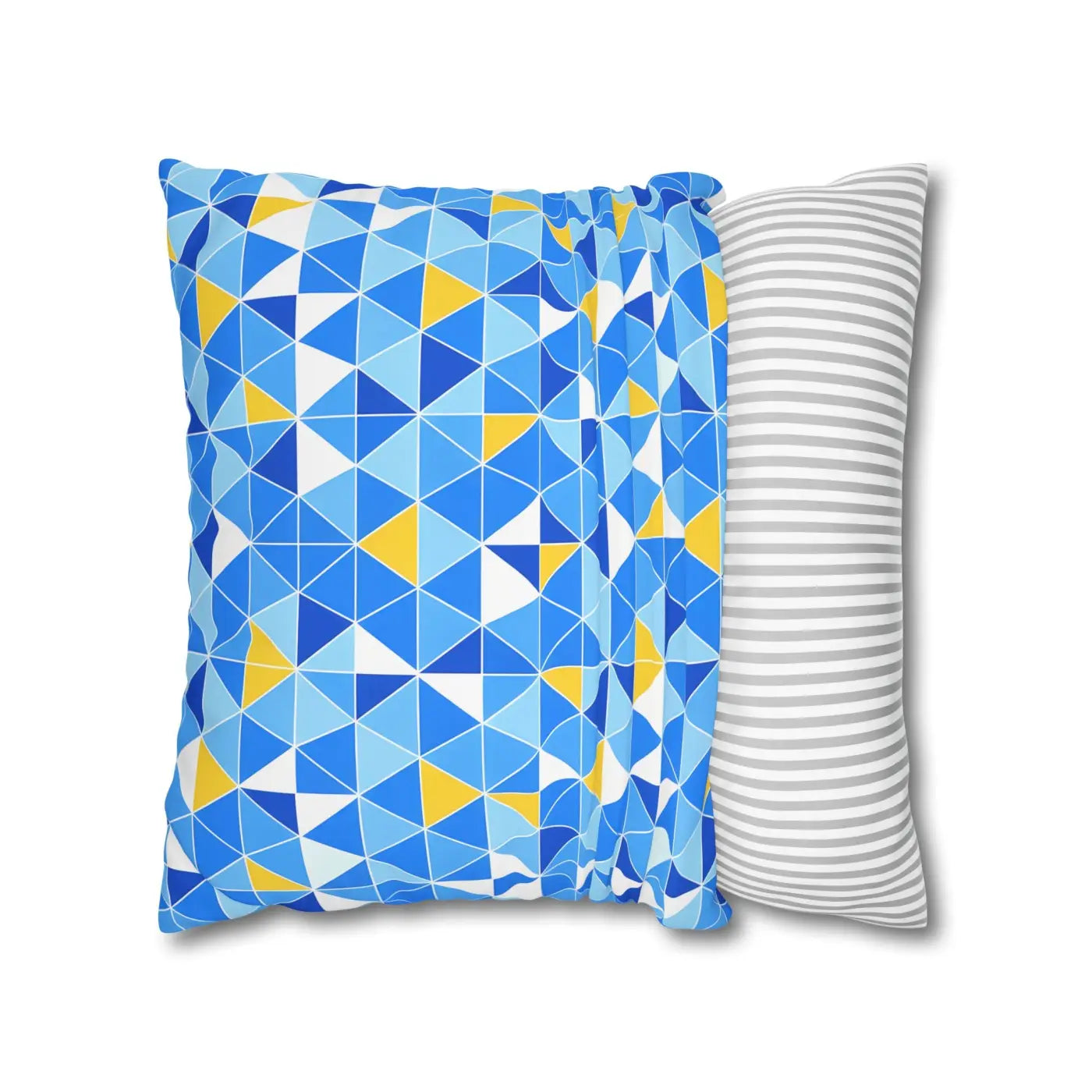 Blue Triangle Pattern Cushion Cover - Modern Coastal Accent - DipaliZ