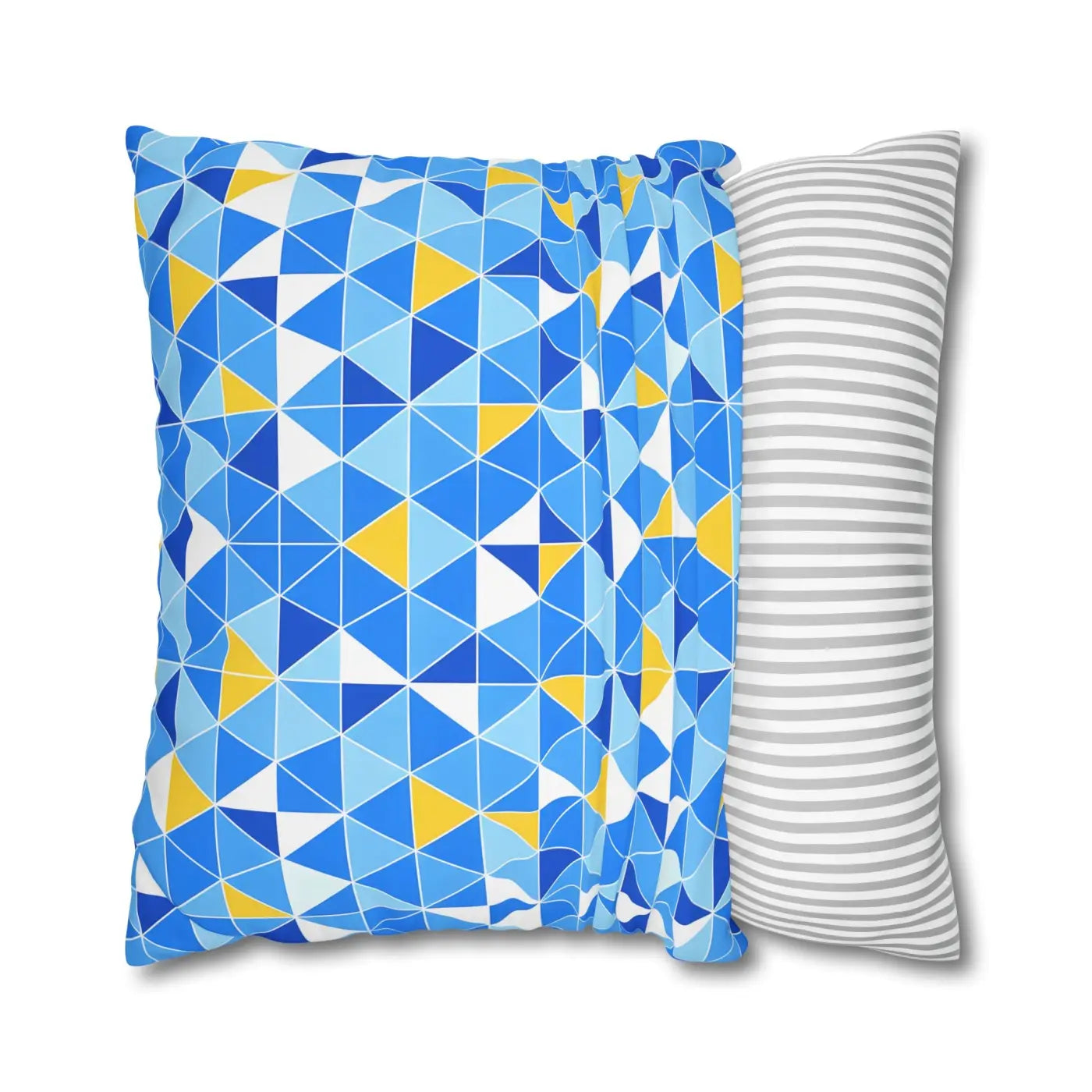 Blue Triangle Pattern Cushion Cover - Modern Coastal Accent - DipaliZ