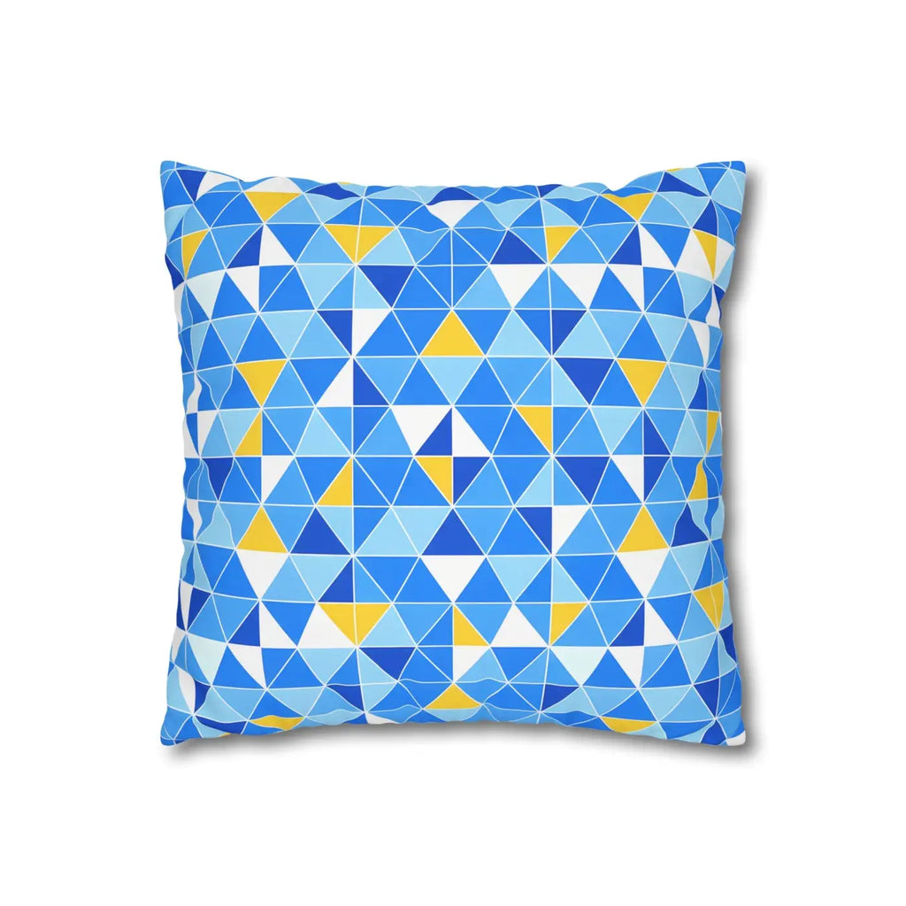 Blue Triangle Pattern Cushion Cover - Modern Coastal Accent - DipaliZ