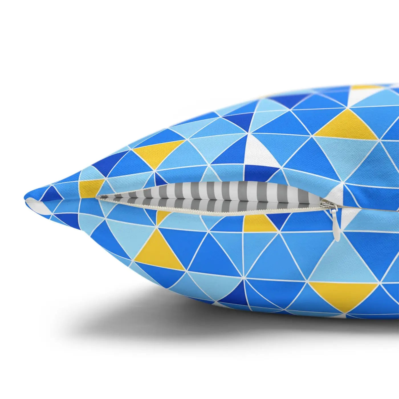 Blue Triangle Pattern Cushion Cover - Modern Coastal Accent - DipaliZ