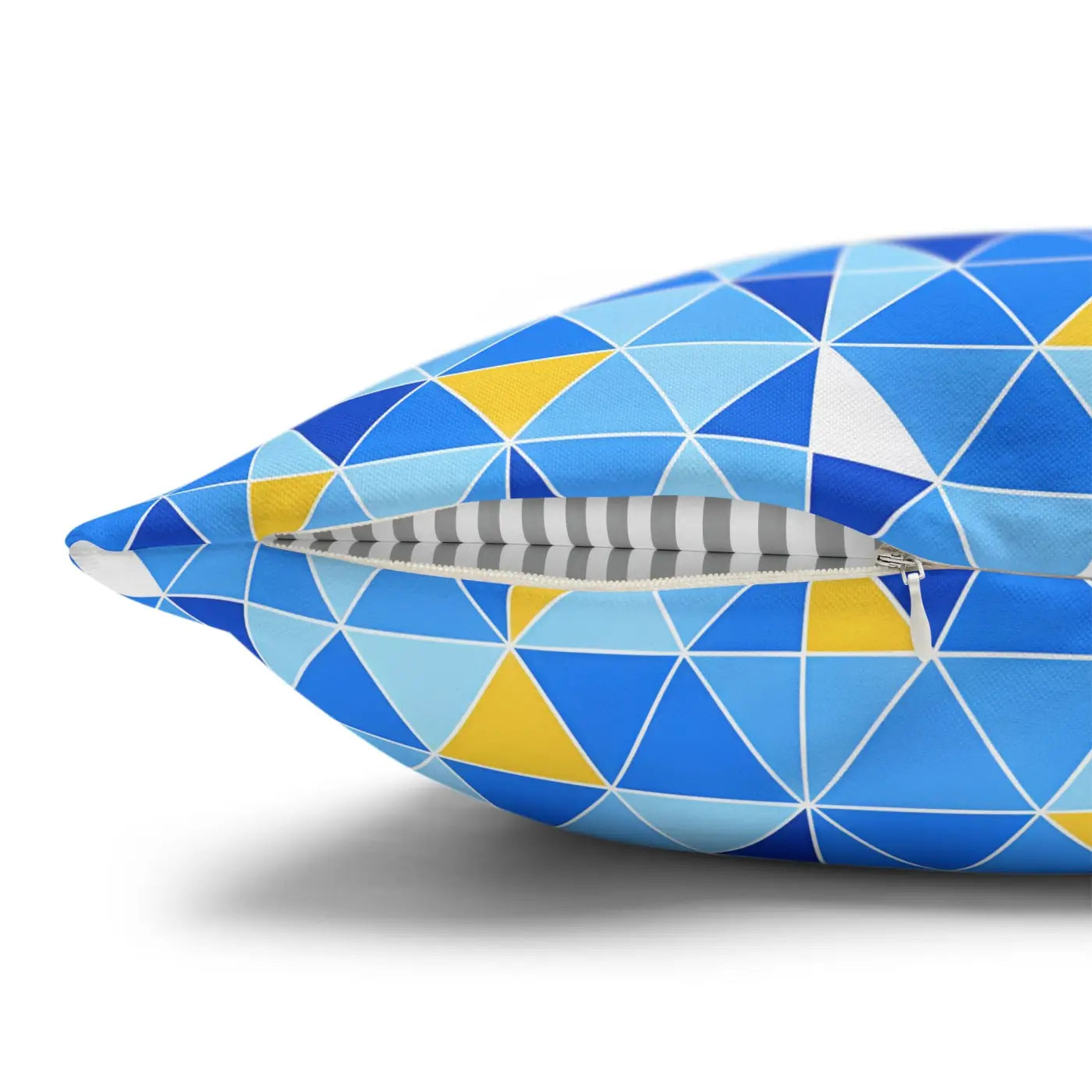 Blue Triangle Pattern Cushion Cover - Modern Coastal Accent - DipaliZ