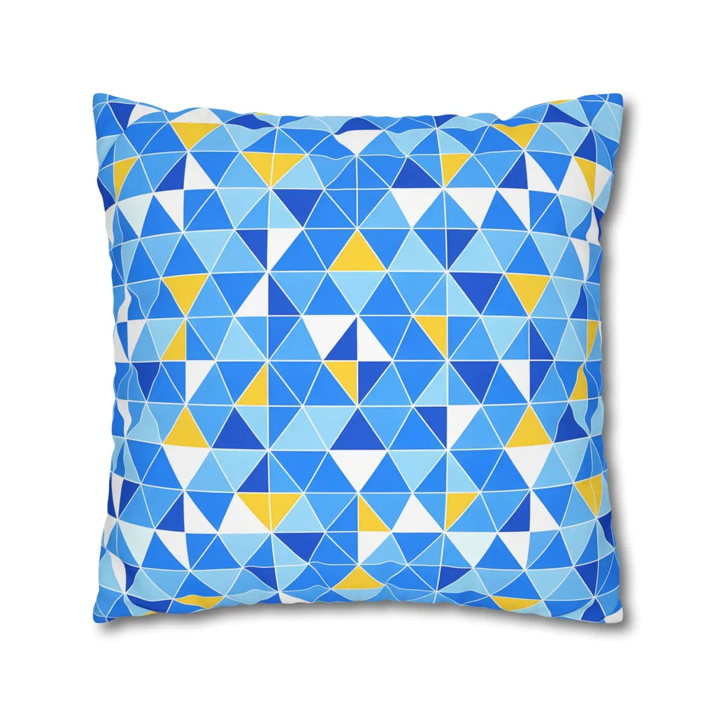 Blue Triangle Pattern Cushion Cover - Modern Coastal Accent - DipaliZ
