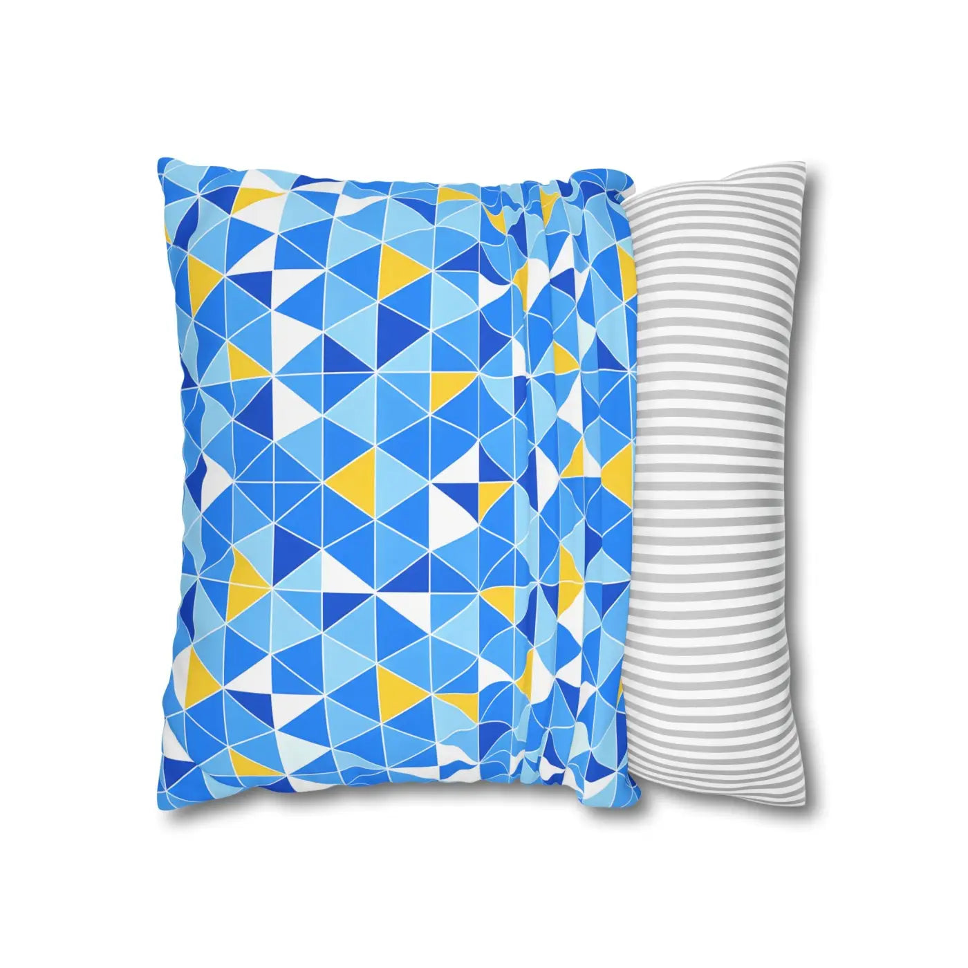 Blue Triangle Pattern Cushion Cover - Modern Coastal Accent - DipaliZ