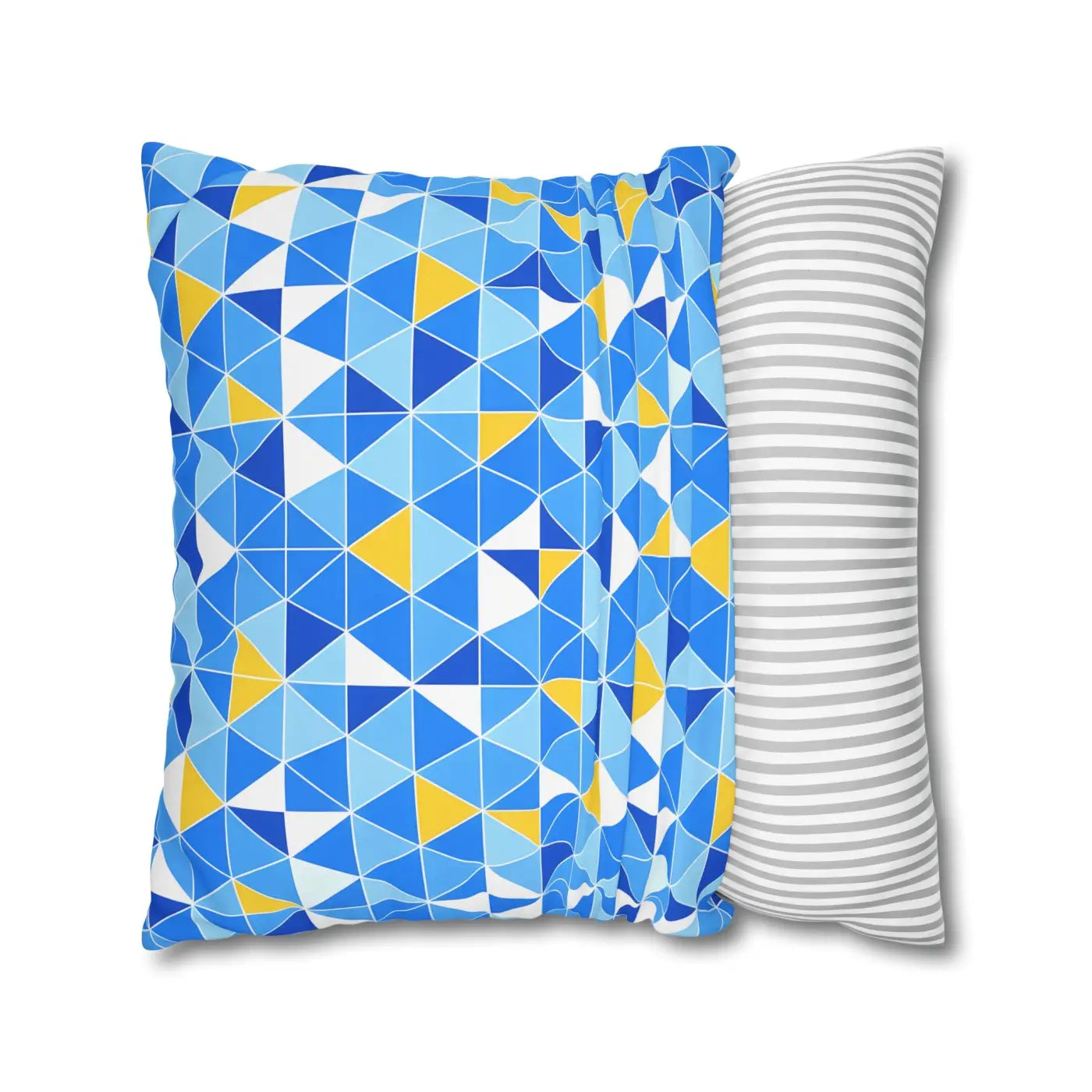 Blue Triangle Pattern Cushion Cover - Modern Coastal Accent - DipaliZ