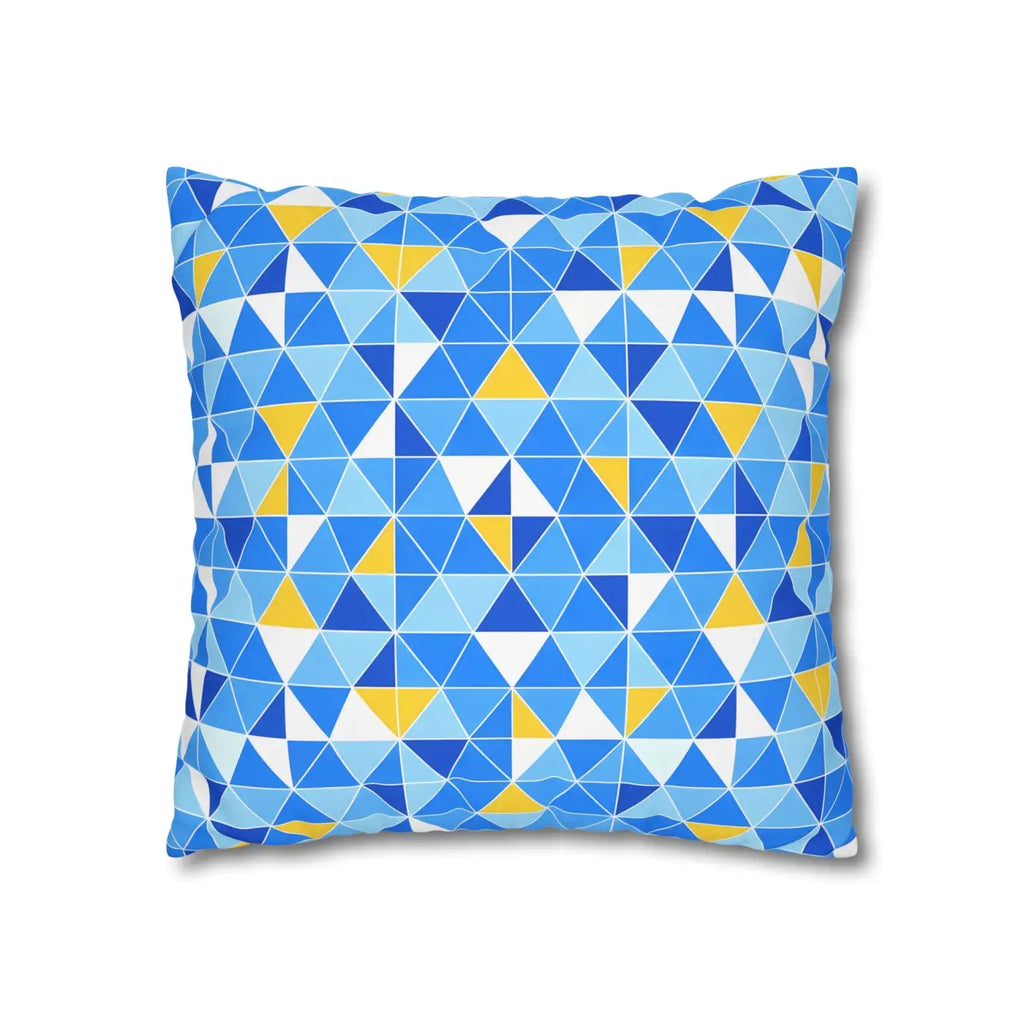 Blue Triangle Pattern Cushion Cover - Modern Coastal Accent - DipaliZ