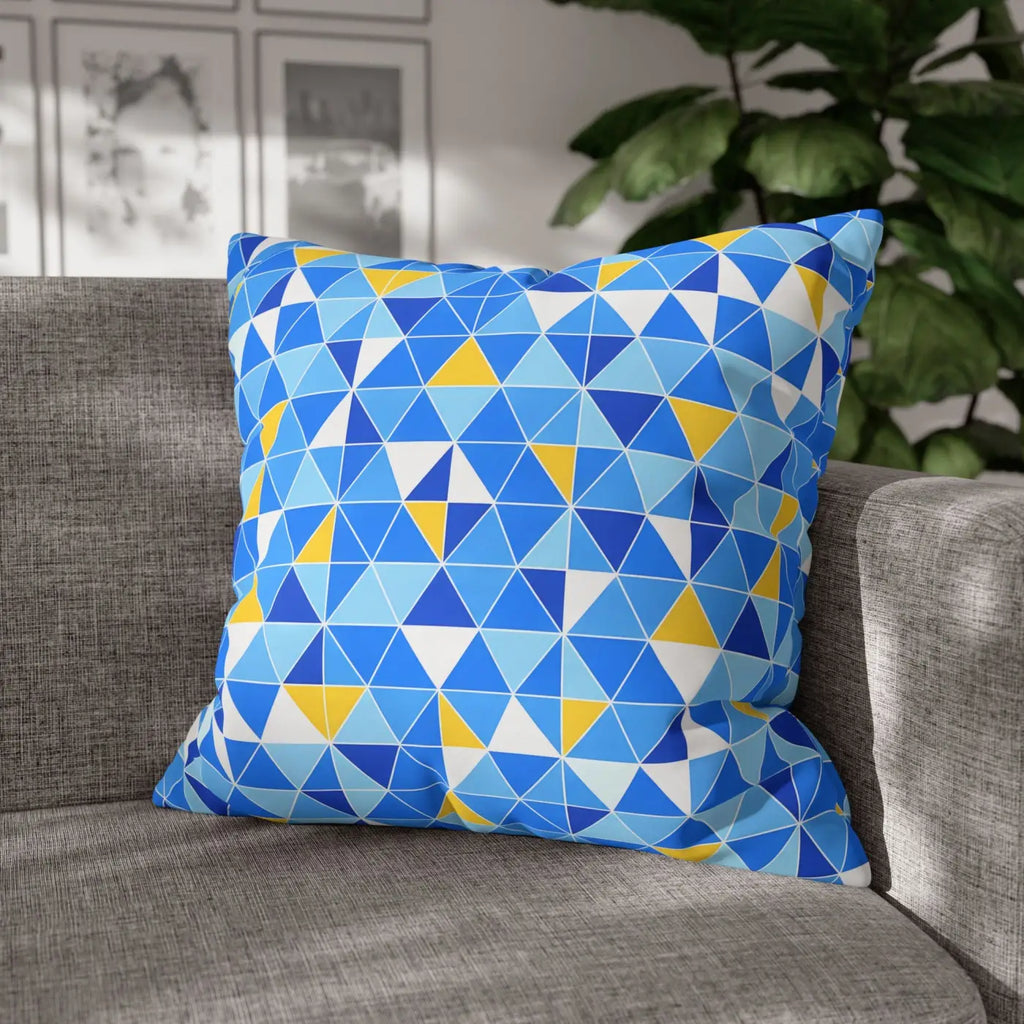 Blue Triangle Pattern Cushion Cover - Modern Coastal Accent - DipaliZ