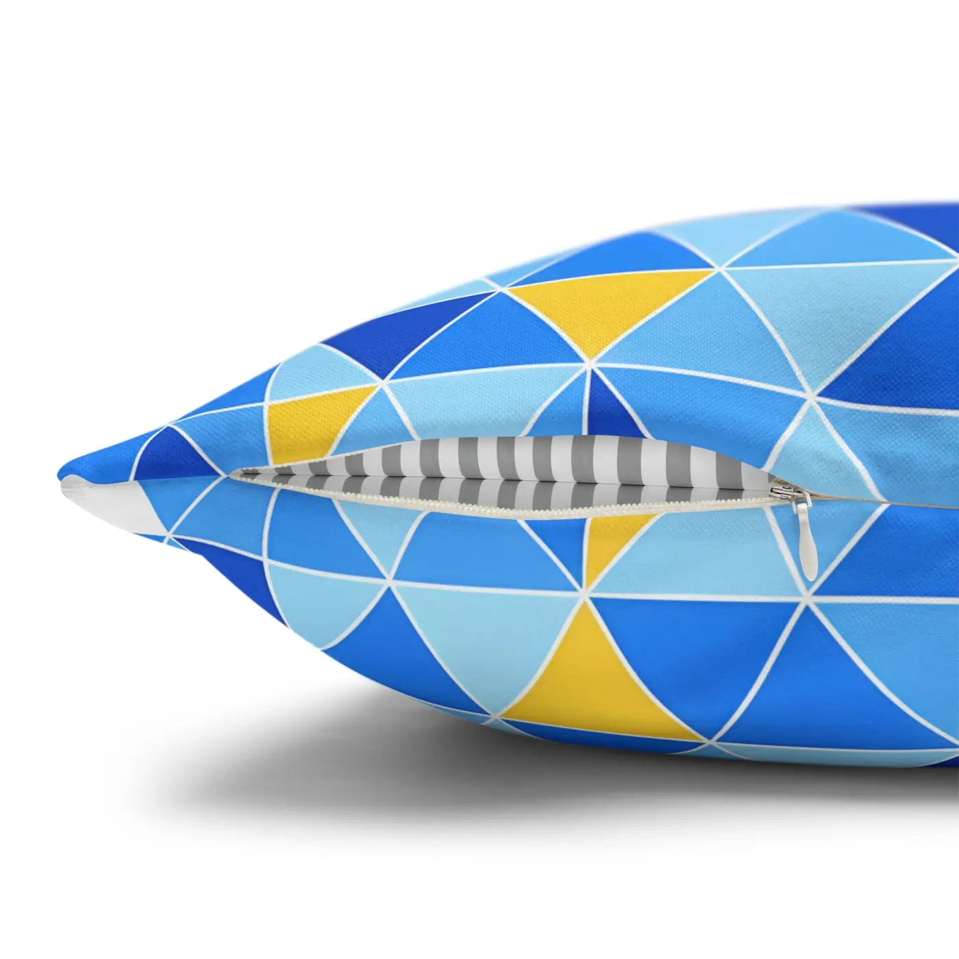 Blue Triangle Pattern Cushion Cover - Modern Coastal Accent - DipaliZ