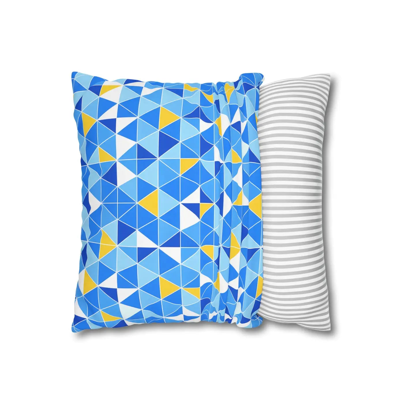 Blue Triangle Pattern Cushion Cover - Modern Coastal Accent - DipaliZ