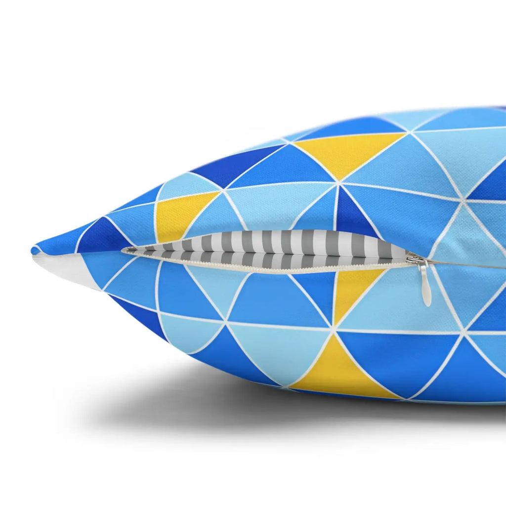 Blue Triangle Pattern Cushion Cover - Modern Coastal Accent - DipaliZ