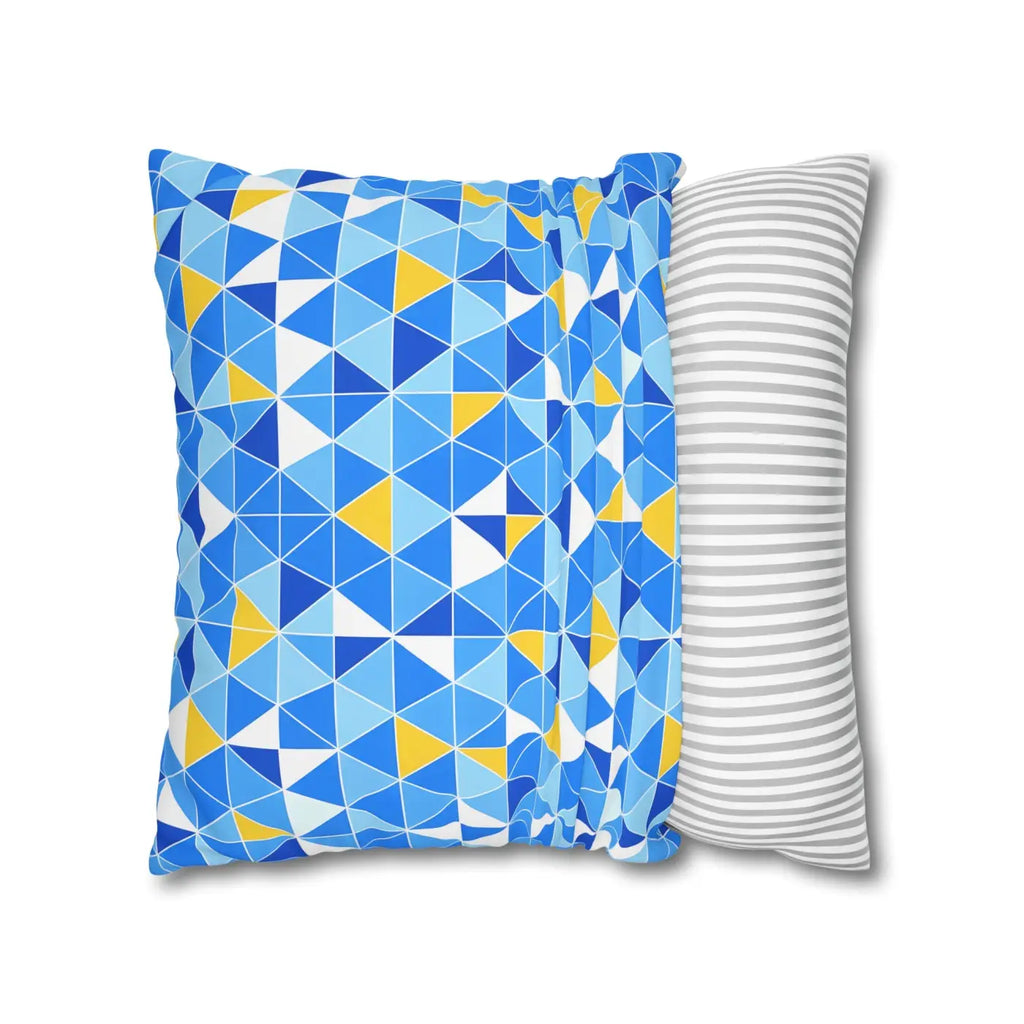 Blue Triangle Pattern Cushion Cover - Modern Coastal Accent - DipaliZ