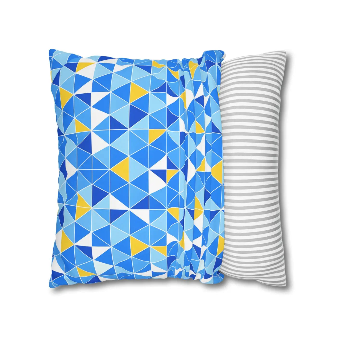 Blue Triangle Pattern Cushion Cover - Modern Coastal Accent - DipaliZ