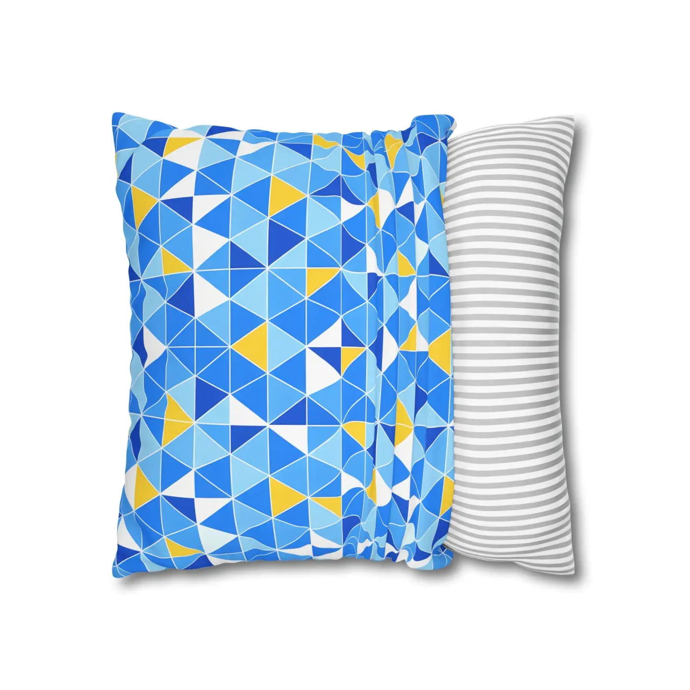 Blue Triangle Pattern Cushion Cover - Modern Coastal Accent - DipaliZ