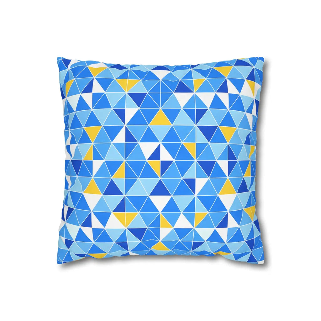 Blue Triangle Pattern Cushion Cover - Modern Coastal Accent - DipaliZ
