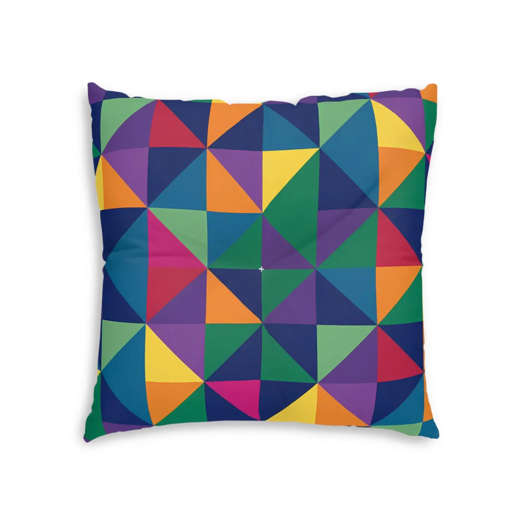 Bold Geometric Tufted Floor Pillow - Colorblock Seating - DipaliZ