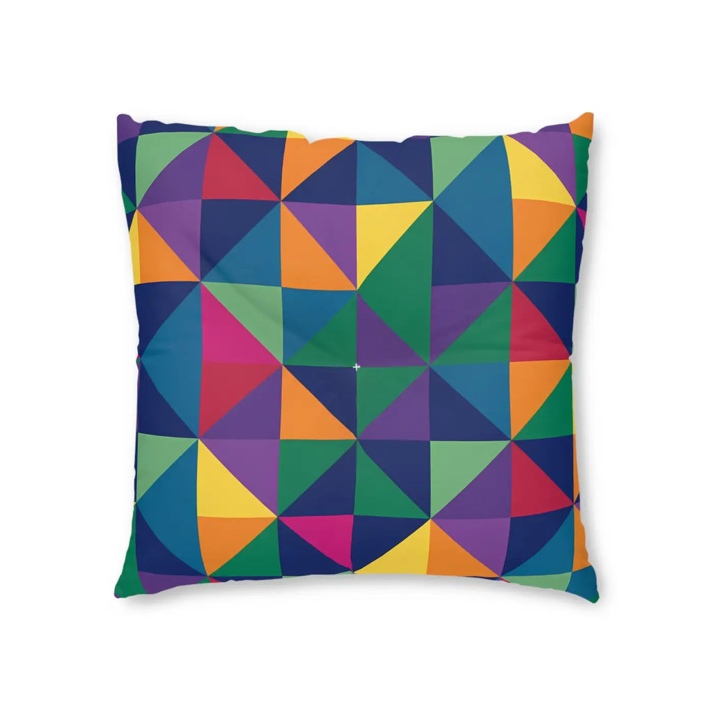 Bold Geometric Tufted Floor Pillow - Colorblock Seating - DipaliZ