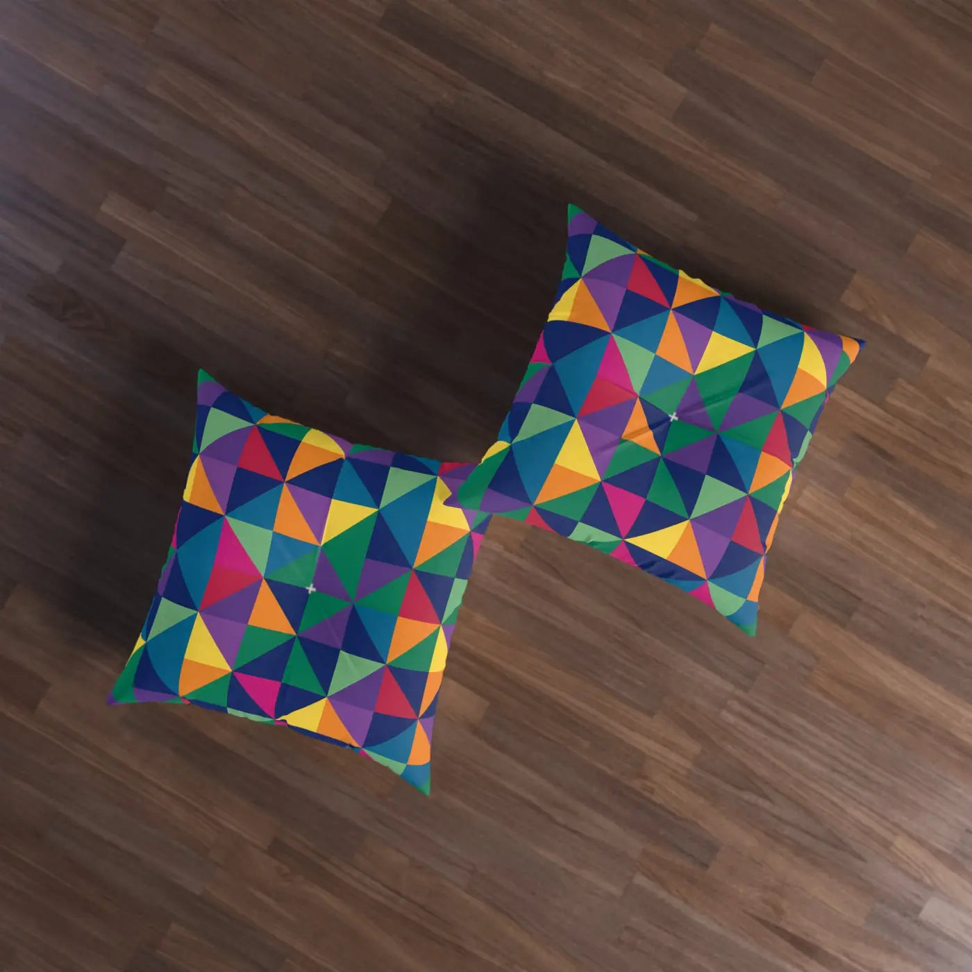 Bold Geometric Tufted Floor Pillow - Colorblock Seating - DipaliZ