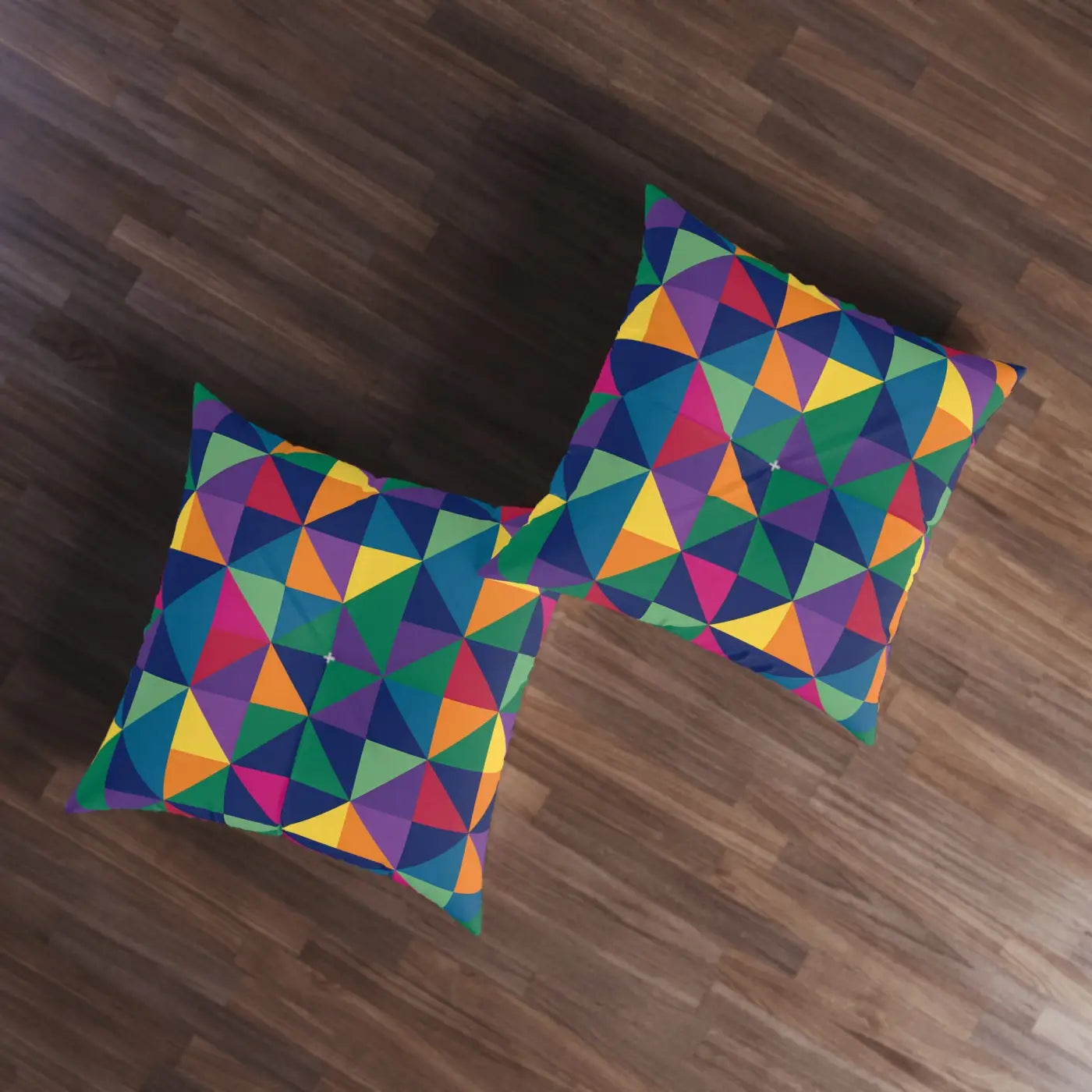 Bold Geometric Tufted Floor Pillow - Colorblock Seating - DipaliZ