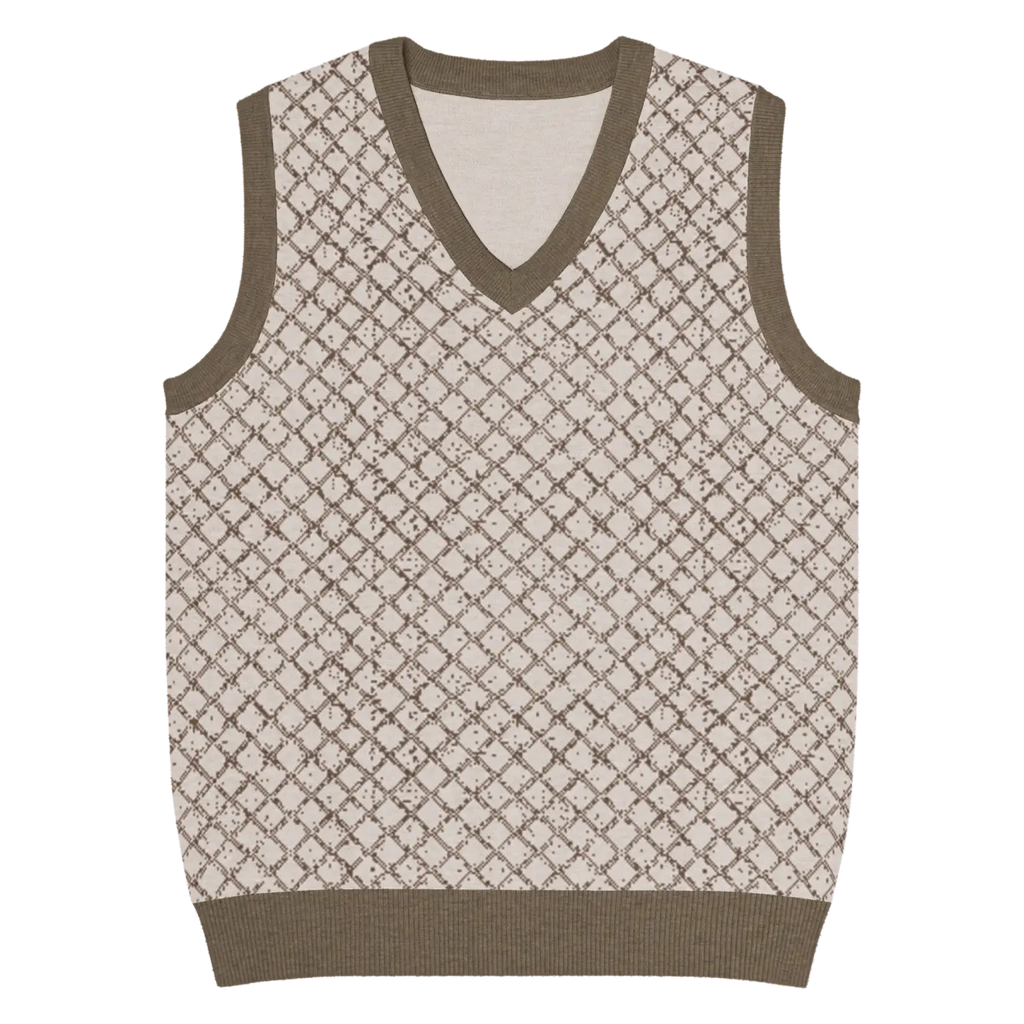 Geometric Diamond Knit V-Neck Vest - Retro Style - DipaliZ