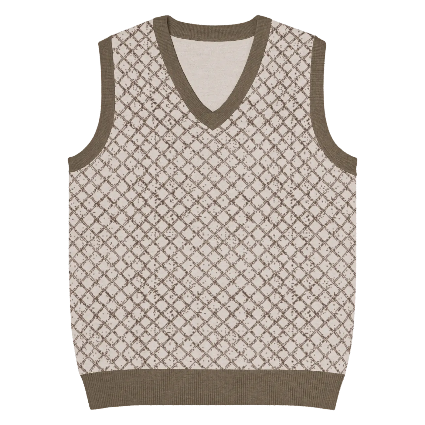 Geometric Diamond Knit V-Neck Vest - Retro Style - DipaliZ