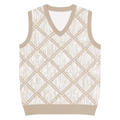 Geometric Diamond Pattern Knit V-Neck Vest - Retro Style - DipaliZ