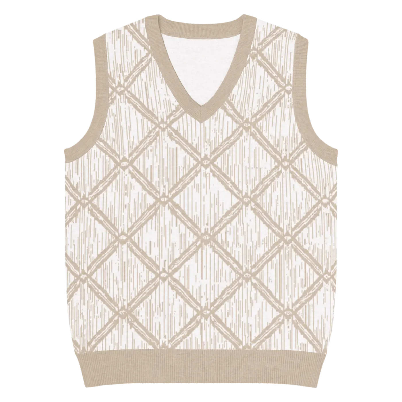 Geometric Diamond Pattern Knit V-Neck Vest - Retro Style - DipaliZ