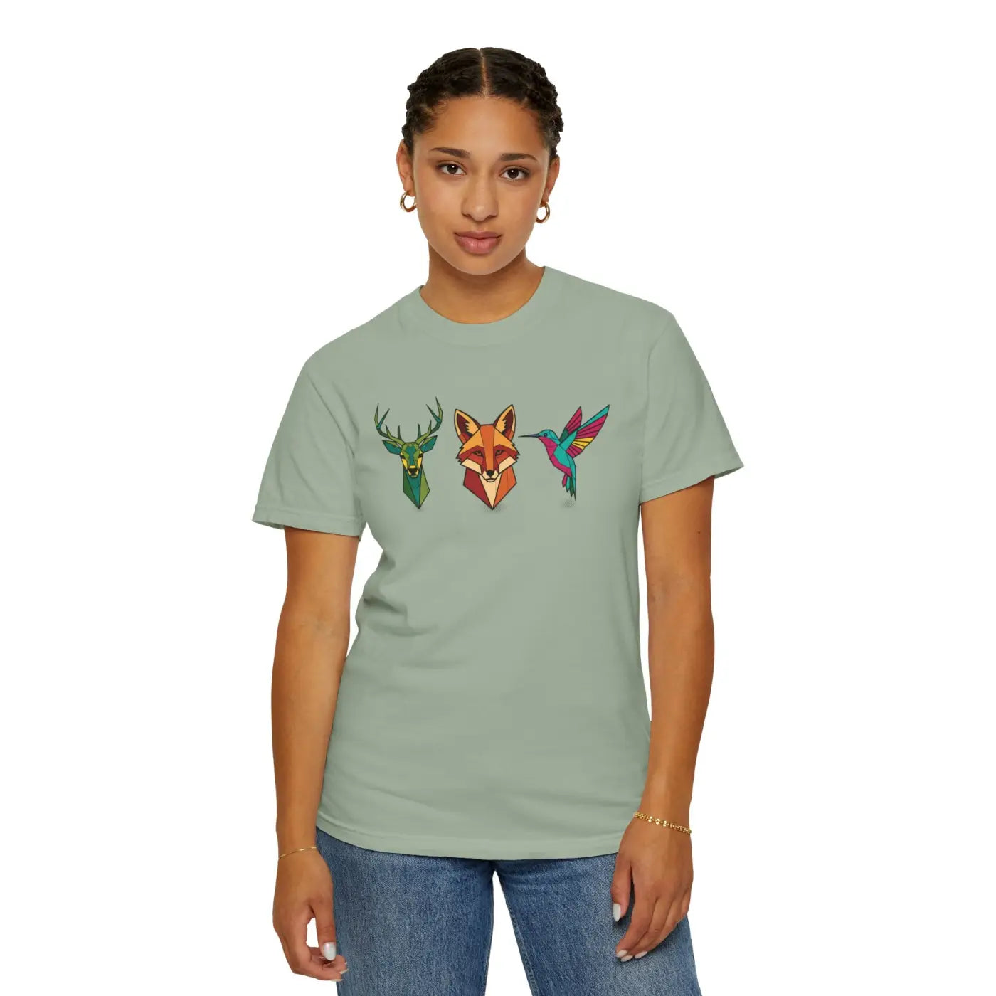 Geometric Forest Animals Tee - Bold Modern Design - DipaliZ