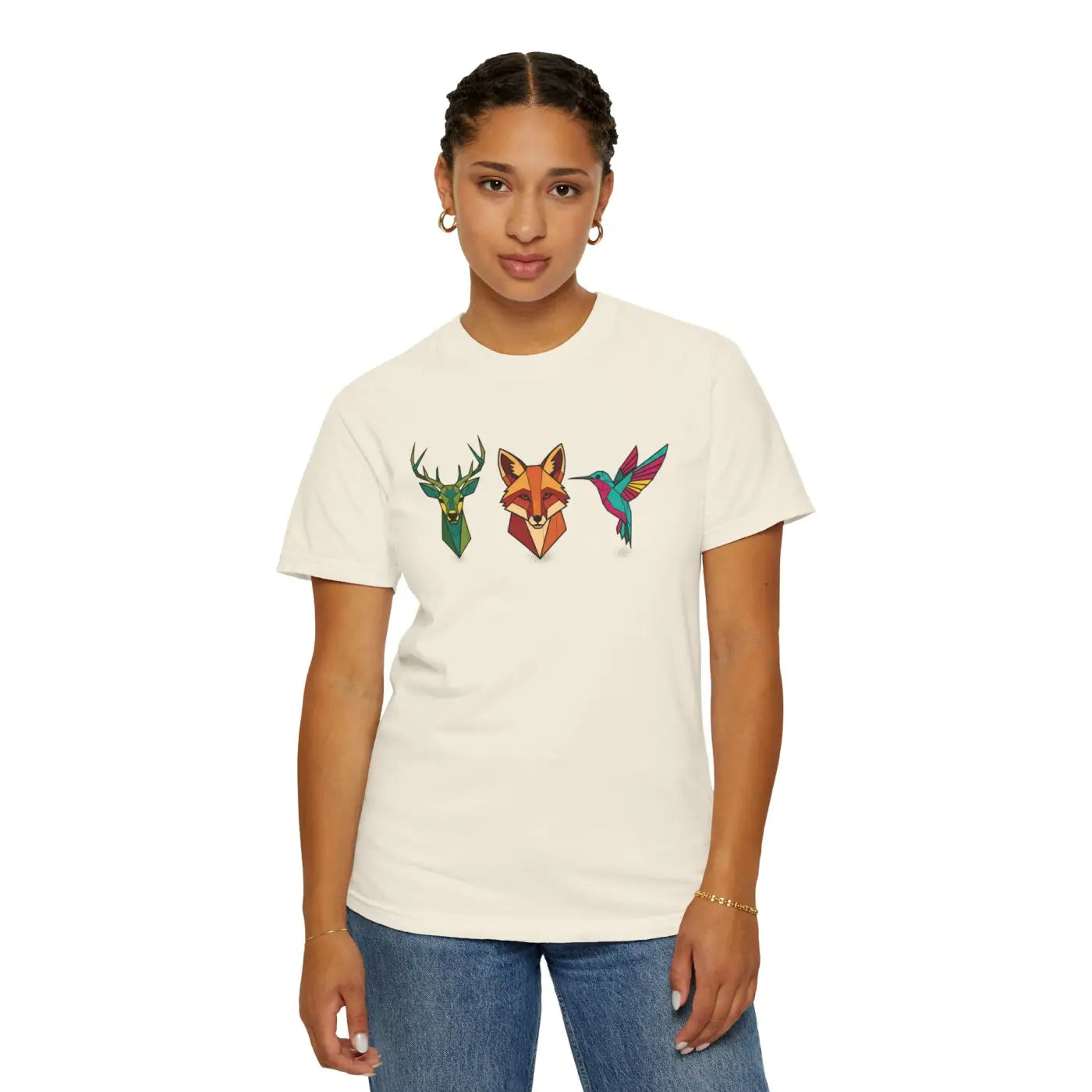 Geometric Forest Animals Tee - Bold Modern Design - DipaliZ