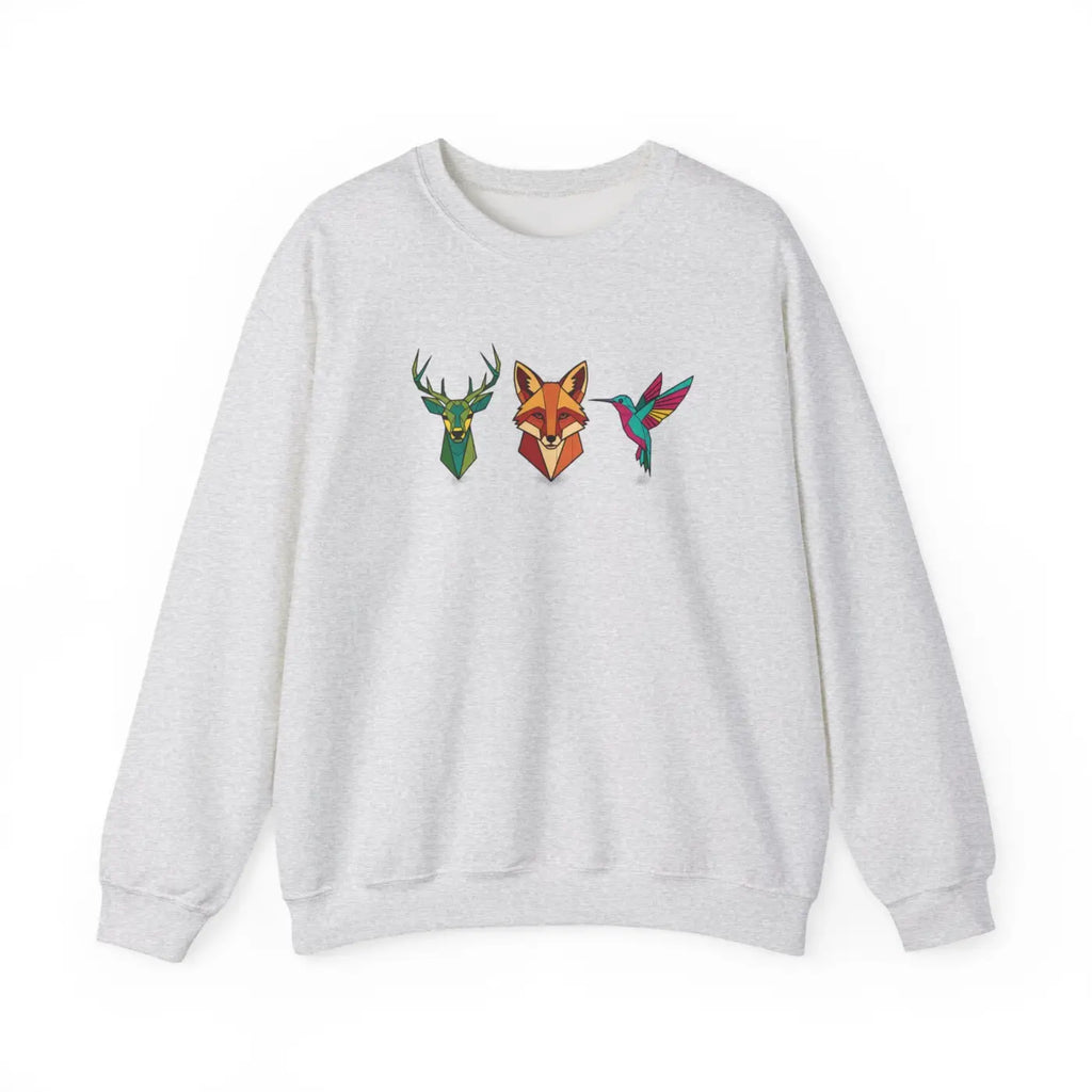 Geometric Forest Trio Sweatshirt - Woodland Wildlife Design - DipaliZ