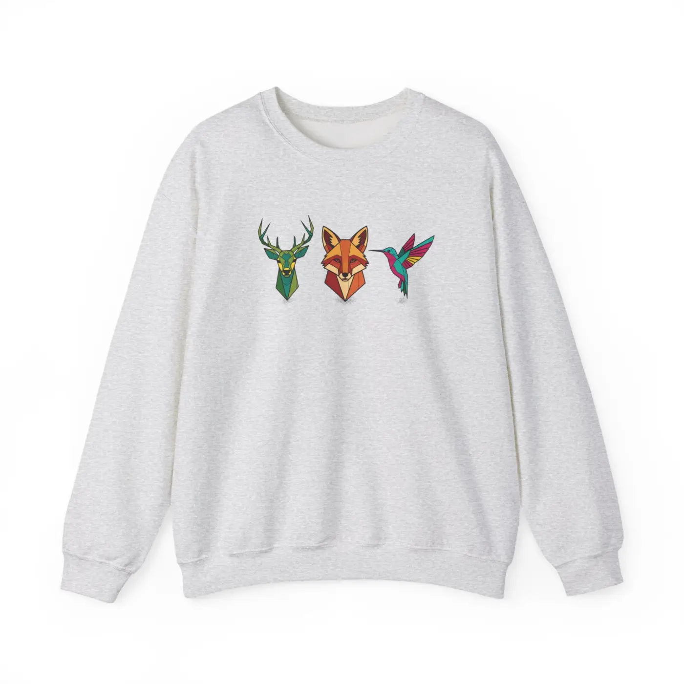 Geometric Forest Trio Sweatshirt - Woodland Wildlife Design - DipaliZ