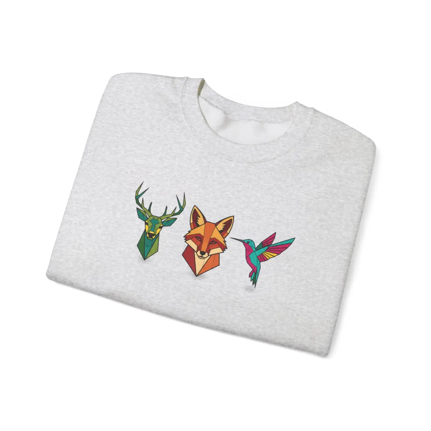 Geometric Forest Trio Sweatshirt - Woodland Wildlife Design - DipaliZ