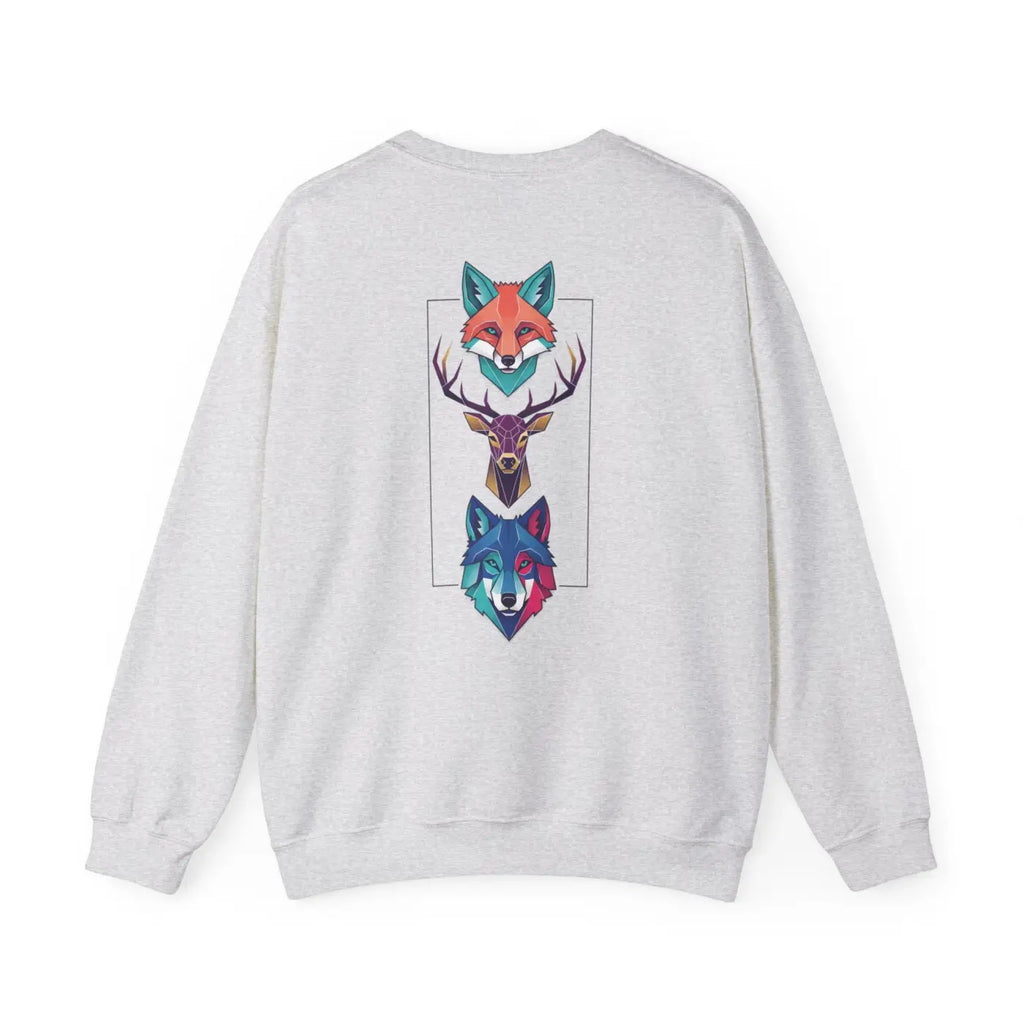 Geometric Forest Trio Sweatshirt - Woodland Wildlife Design - DipaliZ