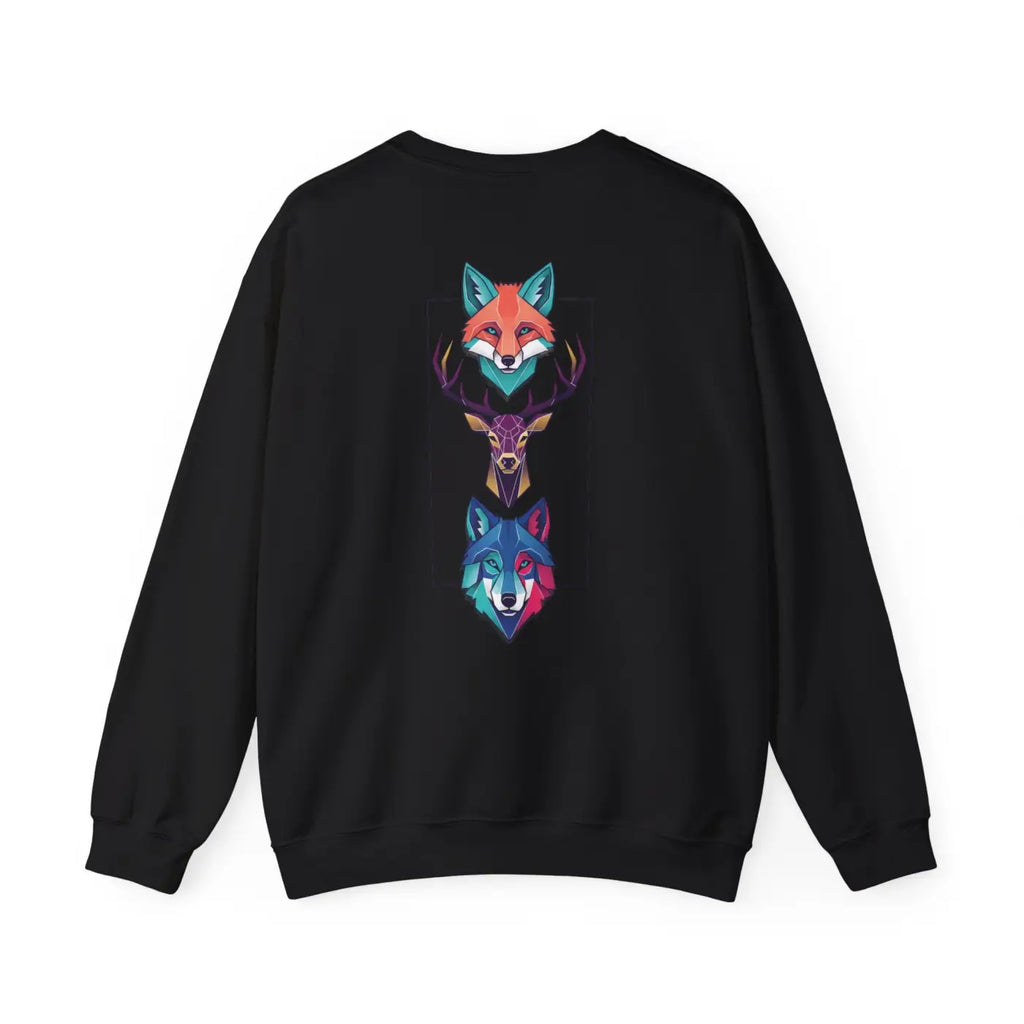 Geometric Forest Trio Sweatshirt - Woodland Wildlife Design - DipaliZ