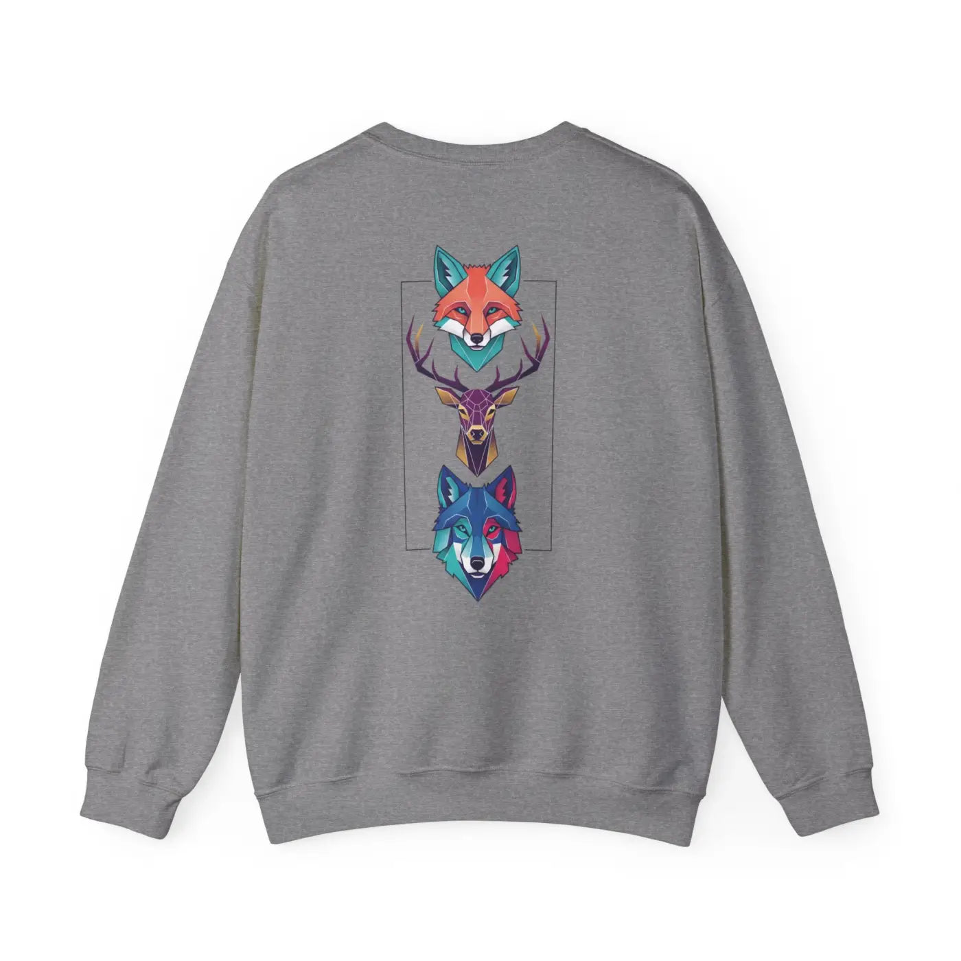 Geometric Forest Trio Sweatshirt - Woodland Wildlife Design - DipaliZ