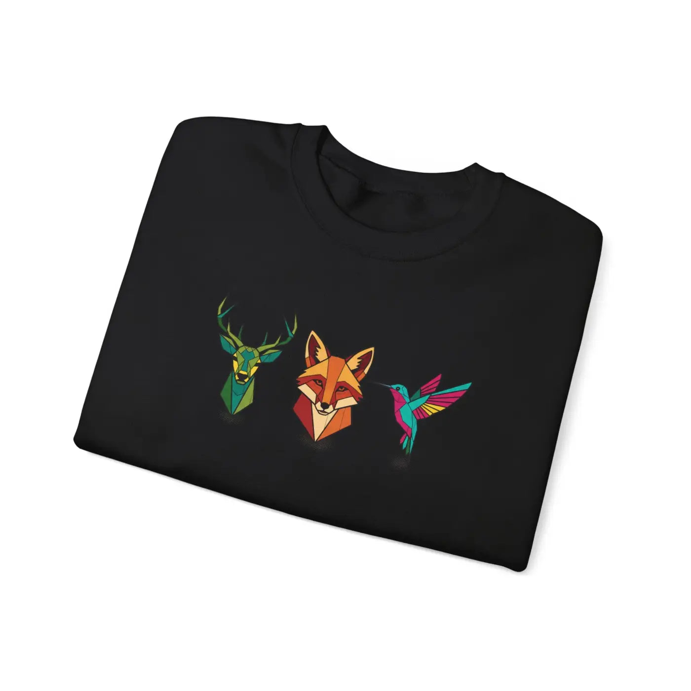 Geometric Forest Trio Sweatshirt - Woodland Wildlife Design - DipaliZ