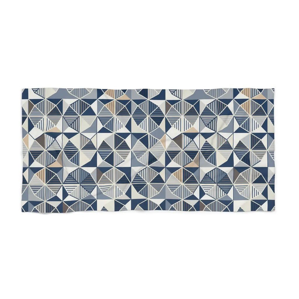 Navy Coastal Beach Towel - Bold Geometric Triangle - DipaliZ