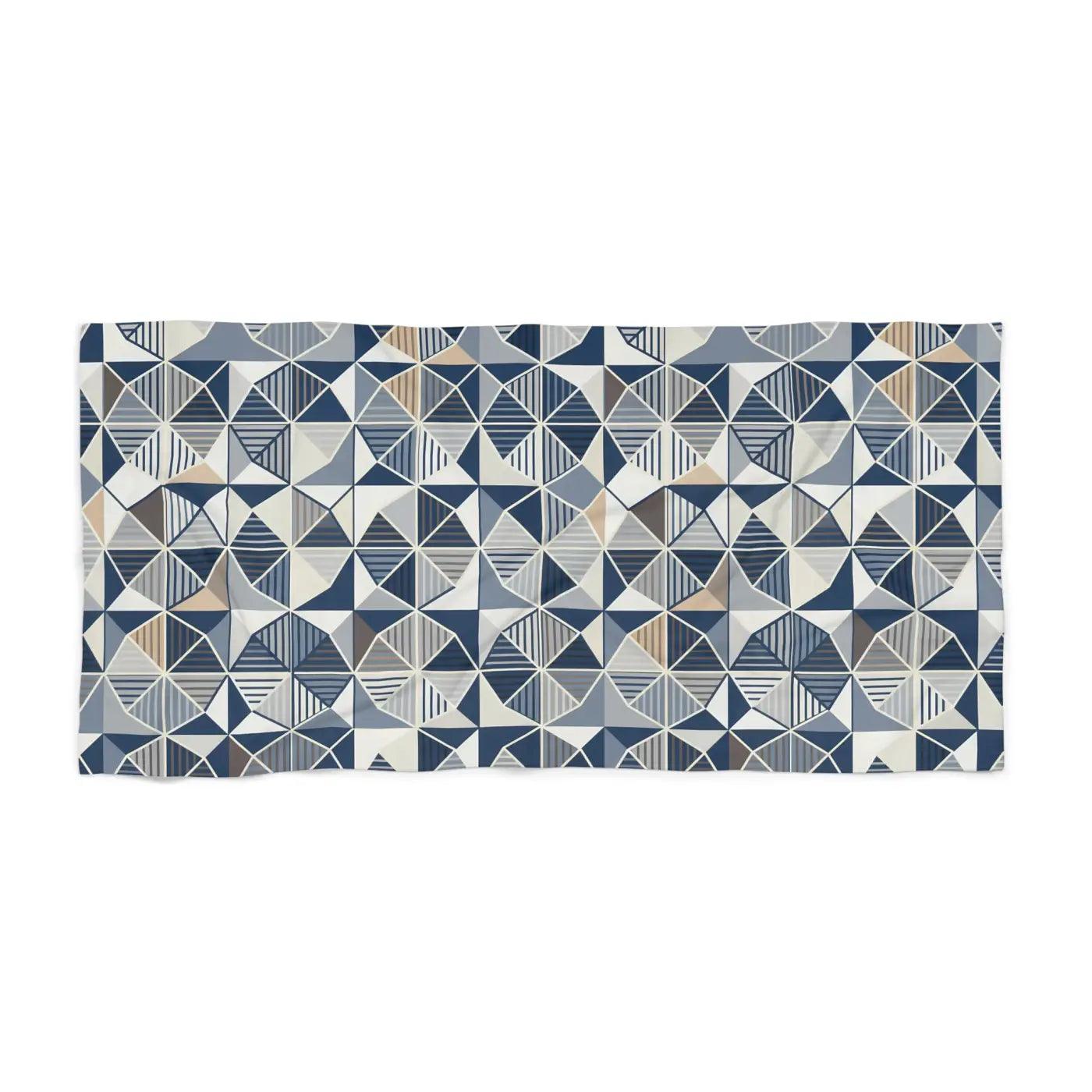 Navy Coastal Beach Towel - Bold Geometric Triangle - DipaliZ