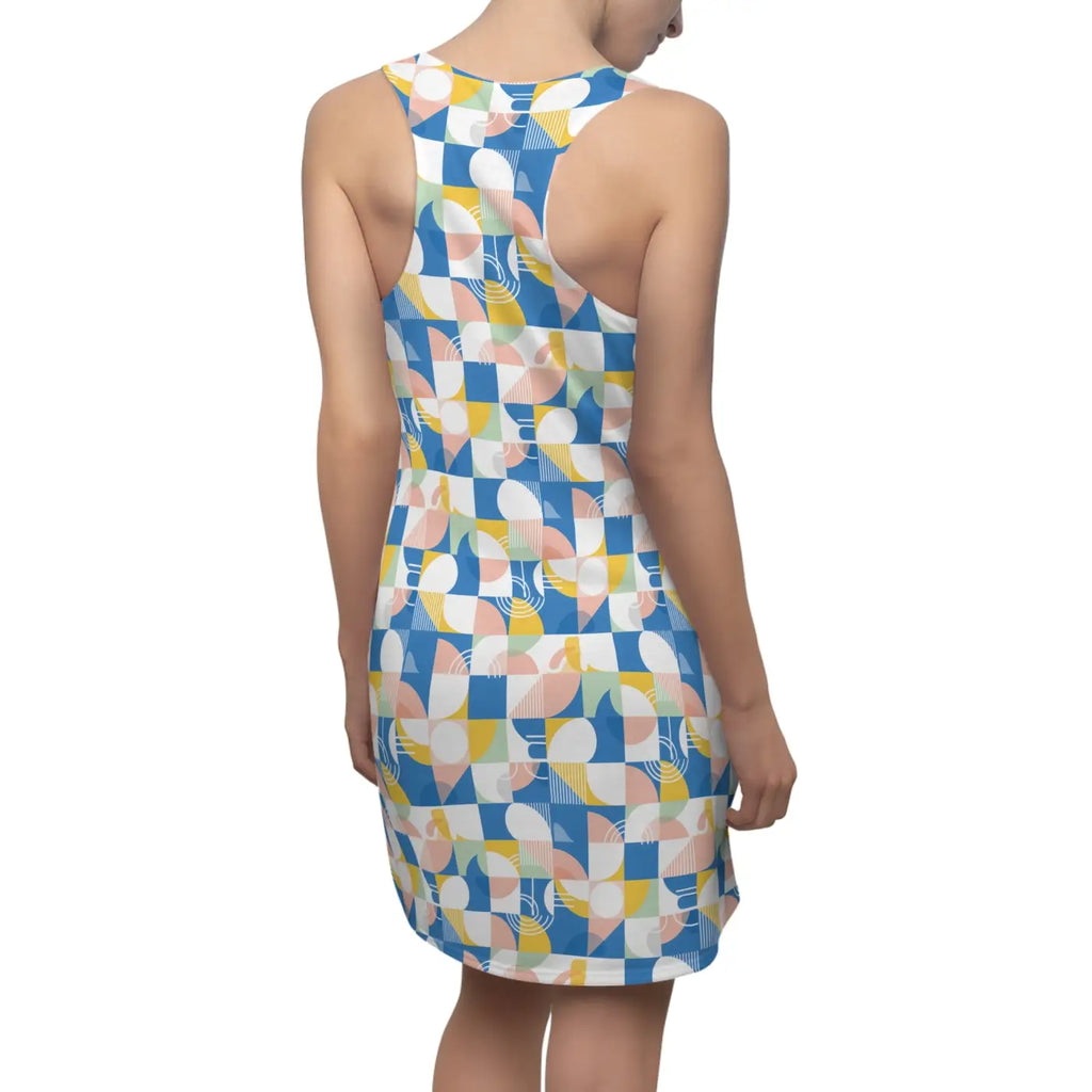 Geometric Pastel Racerback Dress - Retro Tile Charm - DipaliZ