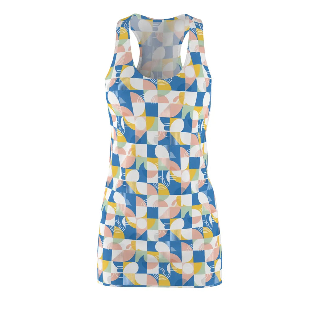 Geometric Pastel Racerback Dress - Retro Tile Charm - DipaliZ
