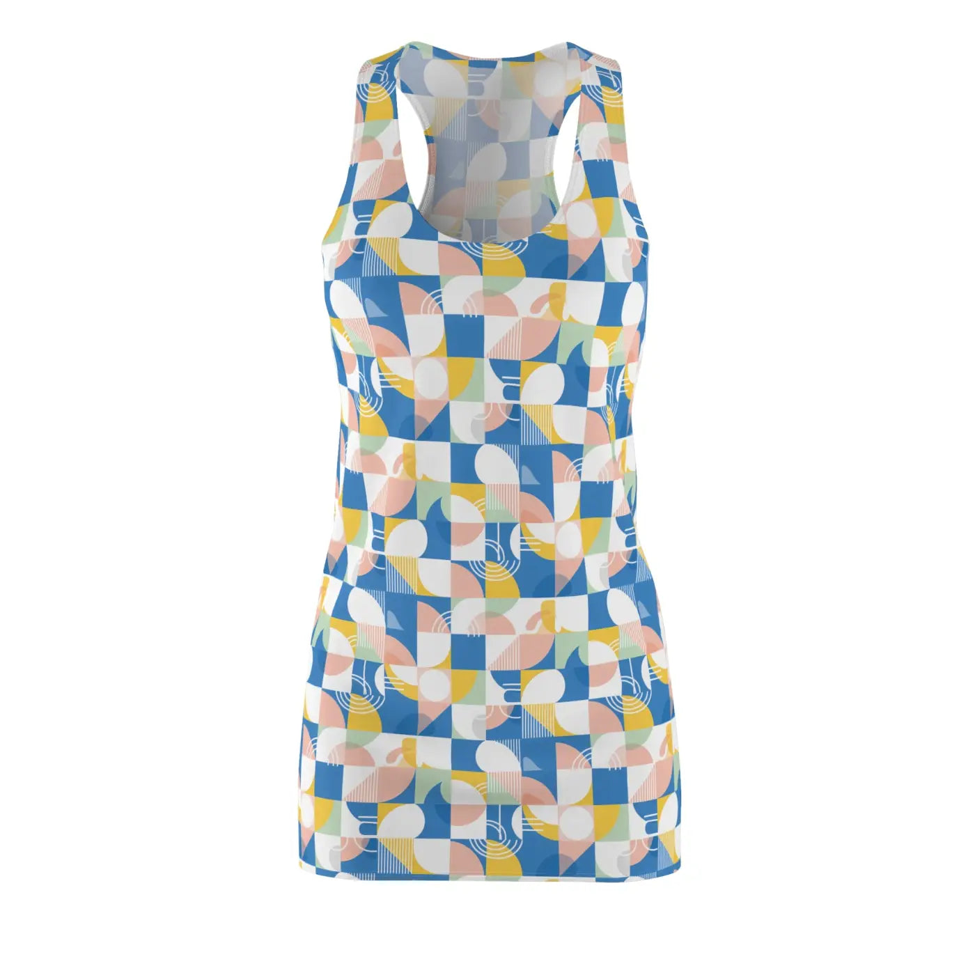 Geometric Pastel Racerback Dress - Retro Tile Charm - DipaliZ