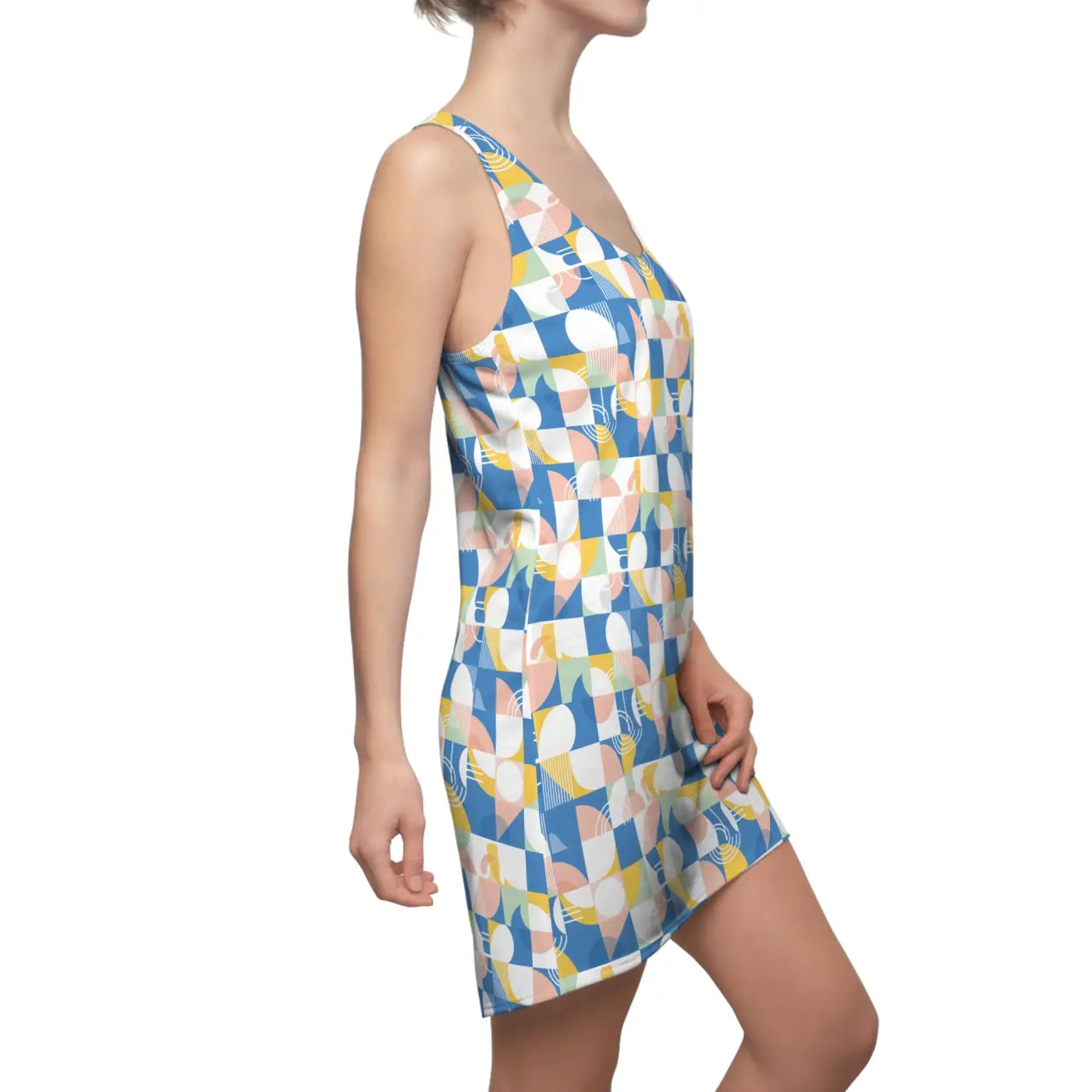 Geometric Pastel Racerback Dress - Retro Tile Charm - DipaliZ