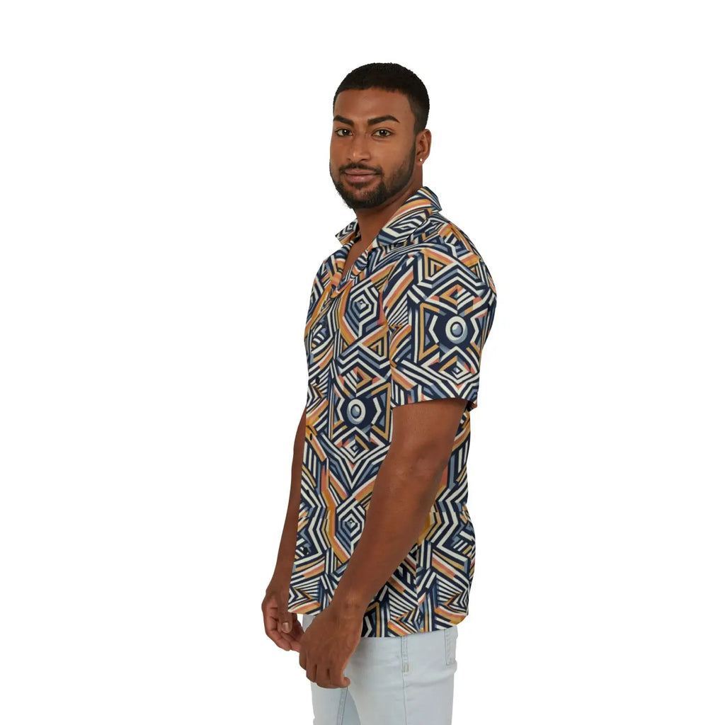 Bold Geometric Hawaiian Camp Shirt - Summer Style - DipaliZ
